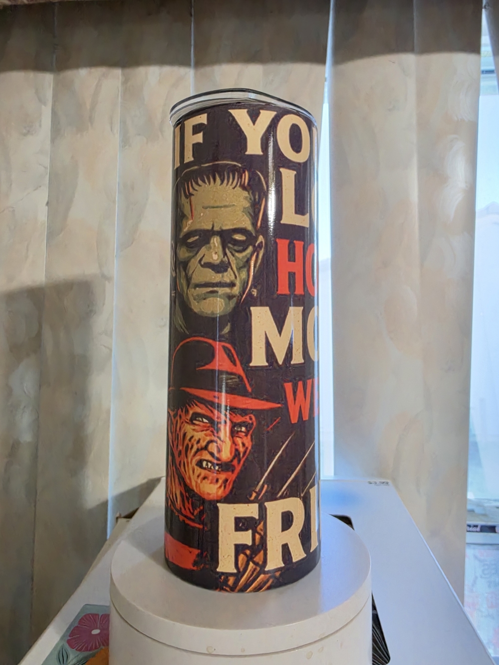 Vintage Horror Movie Poster Tumbler - Green, Red, Black